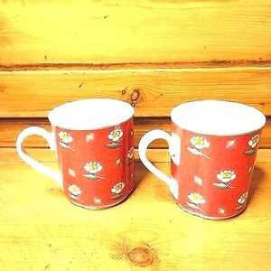 VILLEROY & BOCH Ava Red Floral Mugs